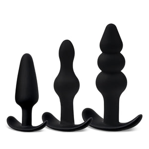 Anal Beads Plugs Kit 3 Pack, Silicone Butt Plug Training Set from Beginner to Advanced Player for Comfortable Long-Term Wear, An