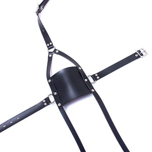 Panel Mouth Gag Harness Gag - Davidsource Panel Gag with Silicone Solid Ball Gag Lockable Leather Head Harness Bondage Gag BDSM