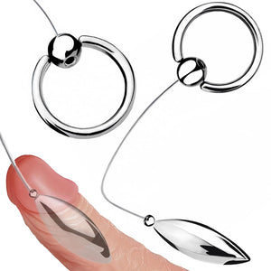 Heuceo Oval Bullet BDSM Urethral Sound Stainless Steel Penis Plug Bladder Dilators with Ring & Nylon Line Erotic SM Sex Toys Set