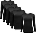 Natural Uniforms Womens Under Scrub Tee Crew Neck Long Sleeve T-Shirt-5-Pack (Small, 5 Pack- Black)