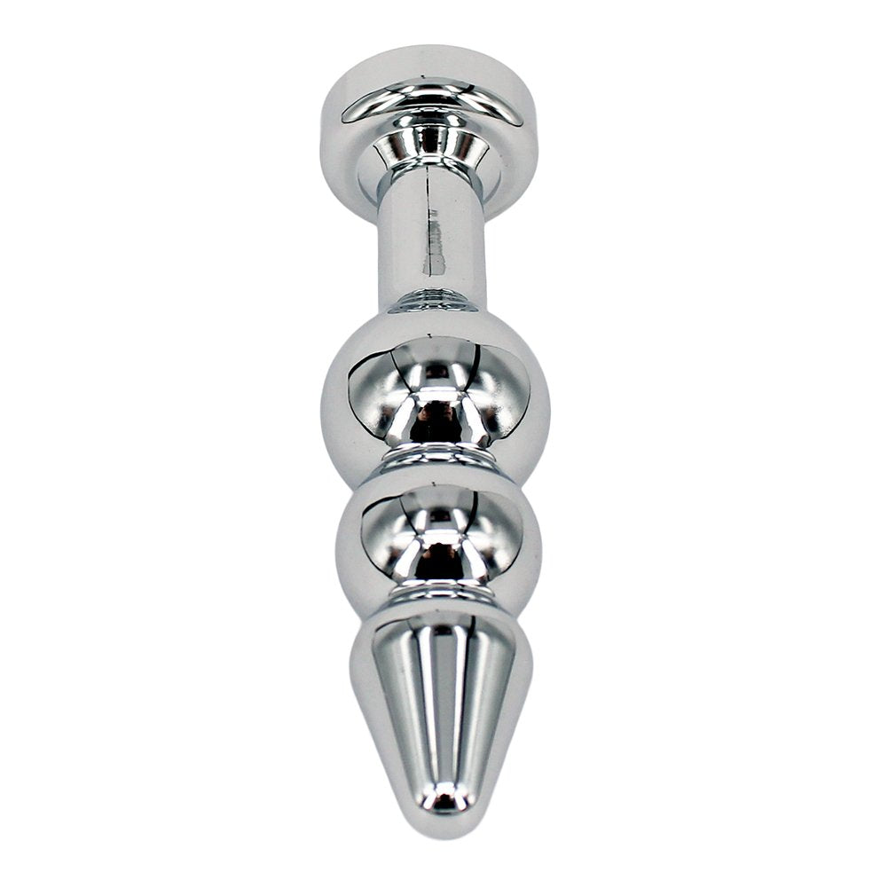 Metal Anal Trainer Butt Plug for Beginners, Eastern Delights 3 Beads Anal Sex Toy, Pink