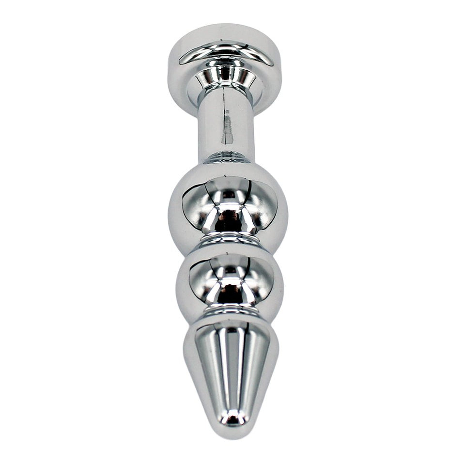 Metal Anal Trainer Butt Plug for Beginners, Eastern Delights 3 Beads Anal Sex Toy, Pink