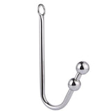 Anal Hook, Stainless Steel Double Balls Rope Hook with Ring, Bondage Fetish Toy for Unisex Adult