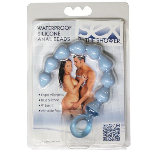Sex In The Shower Waterproof Silicone Anal Beads (Blue)