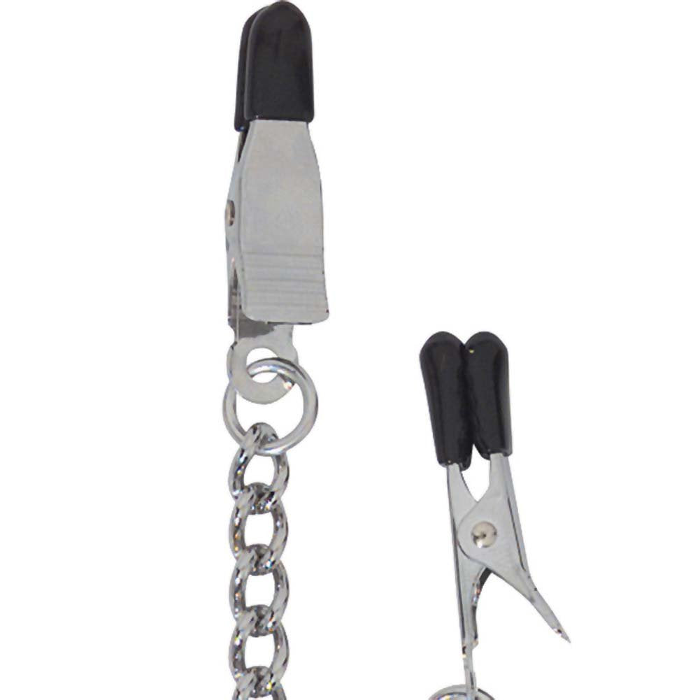 Spartacus Endurance Broad Tip Nipple Clamps With Link Chain, Silver