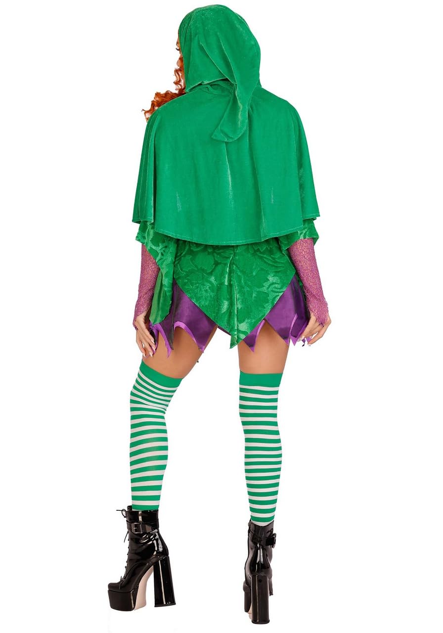2 Pc Crafty Spellcaster, Includes Velvet Dress With Iridescent Tattered Skirt And Net Gauntlet Sleeve, Lace Up Front And Jewels