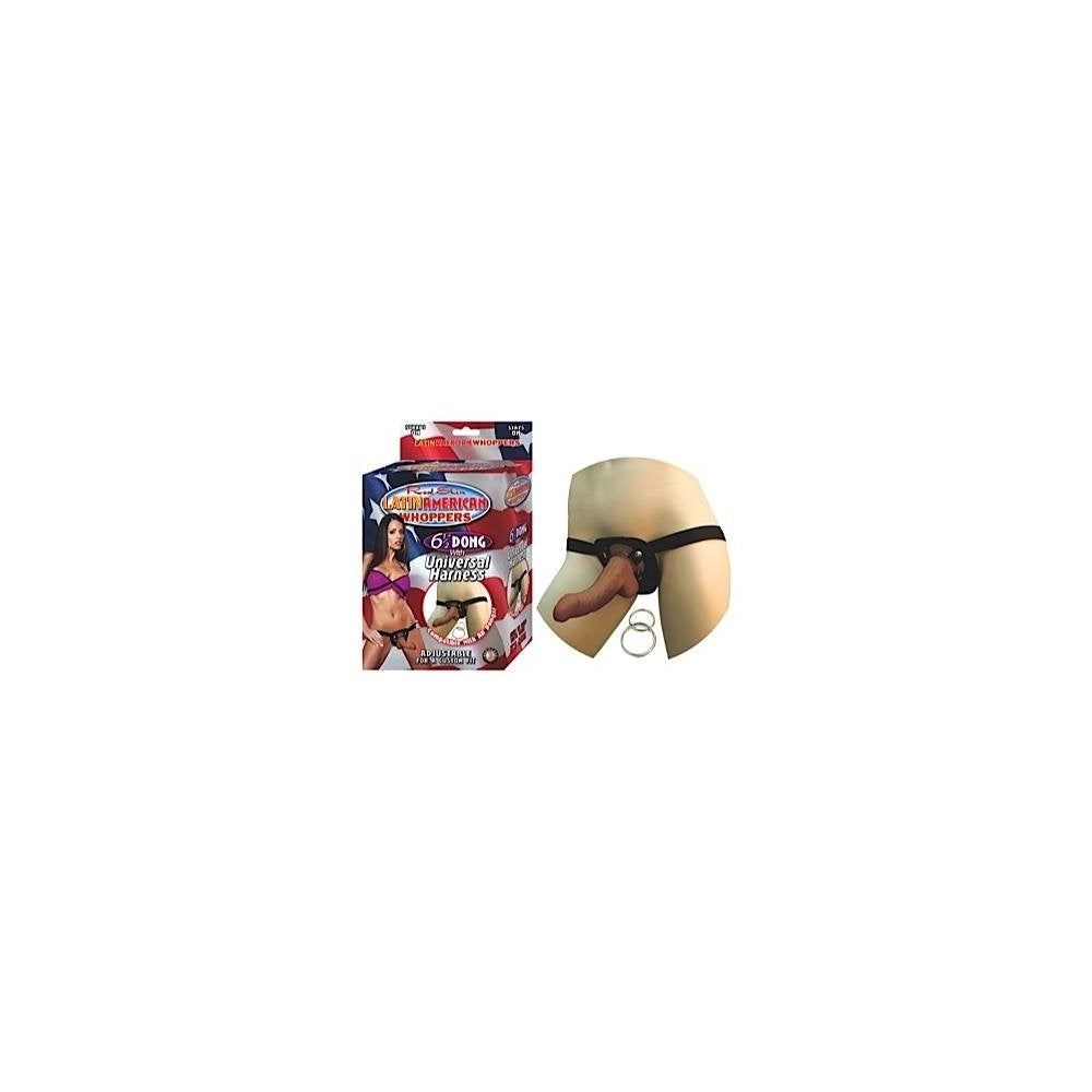 Real Skin Latin American Whoppers Dong with Harness Dildo, 6.5 Inch