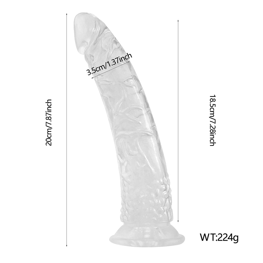 7.87 Inch Clear Realistic Dildo With Adjustable Strap On Harness, Adult Sex Toys For Female Masturbation And Lesbian
