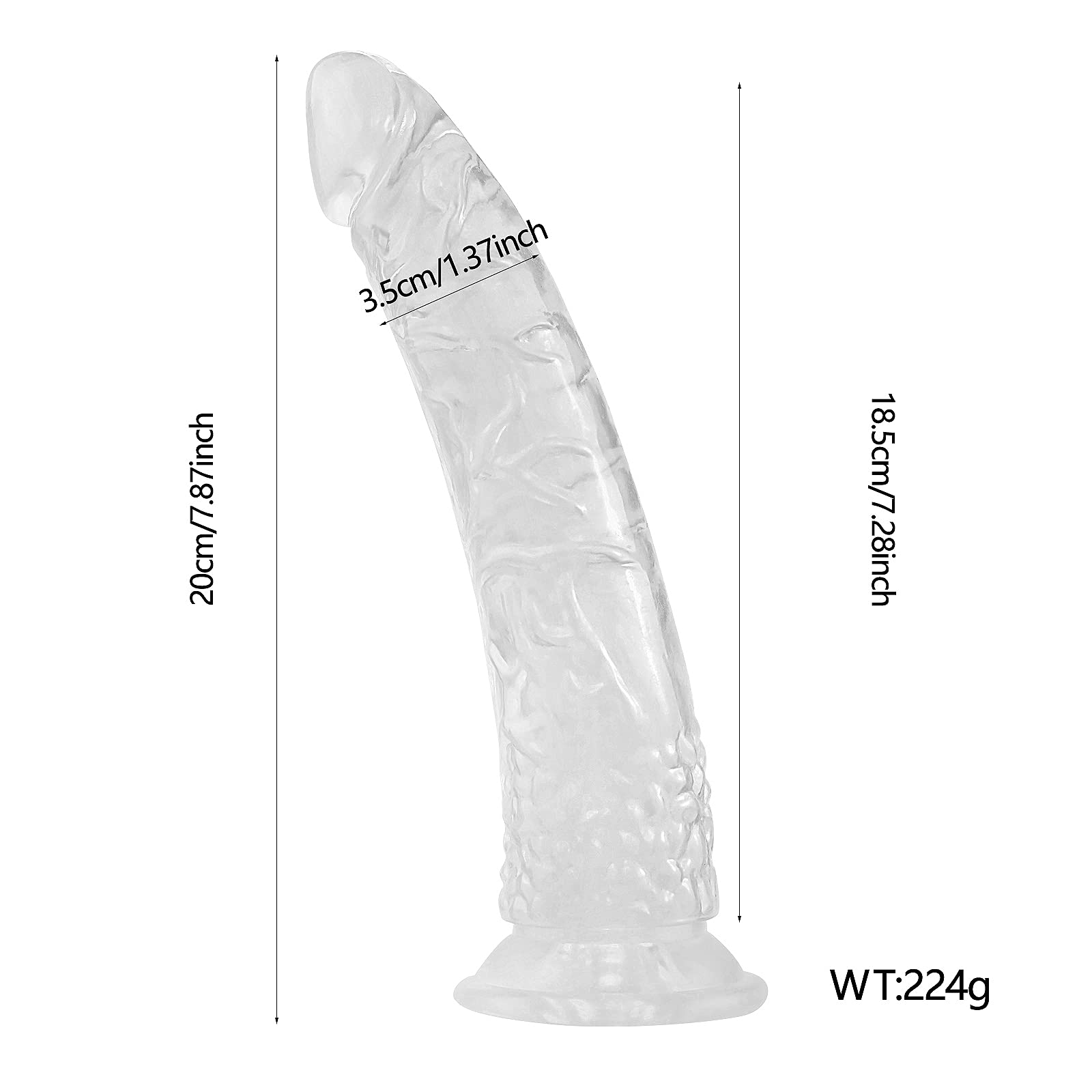 7.87 Inch Clear Realistic Dildo With Adjustable Strap On Harness, Adult Sex Toys For Female Masturbation And Lesbian
