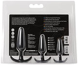 Doc Johnson Mood - Naughty 1 Trainer Set - Small Medium Large - Silicone Butt Plugs With Tapered Base For Comfort Between The Cheeks - Black