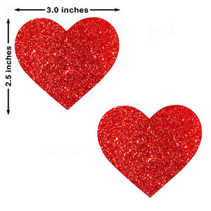 Neva Nude Pasty Hearts Glitter Red