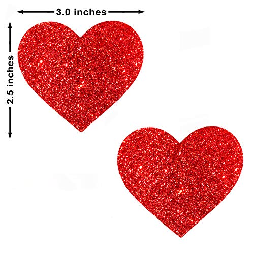 Neva Nude Pasty Hearts Glitter Red
