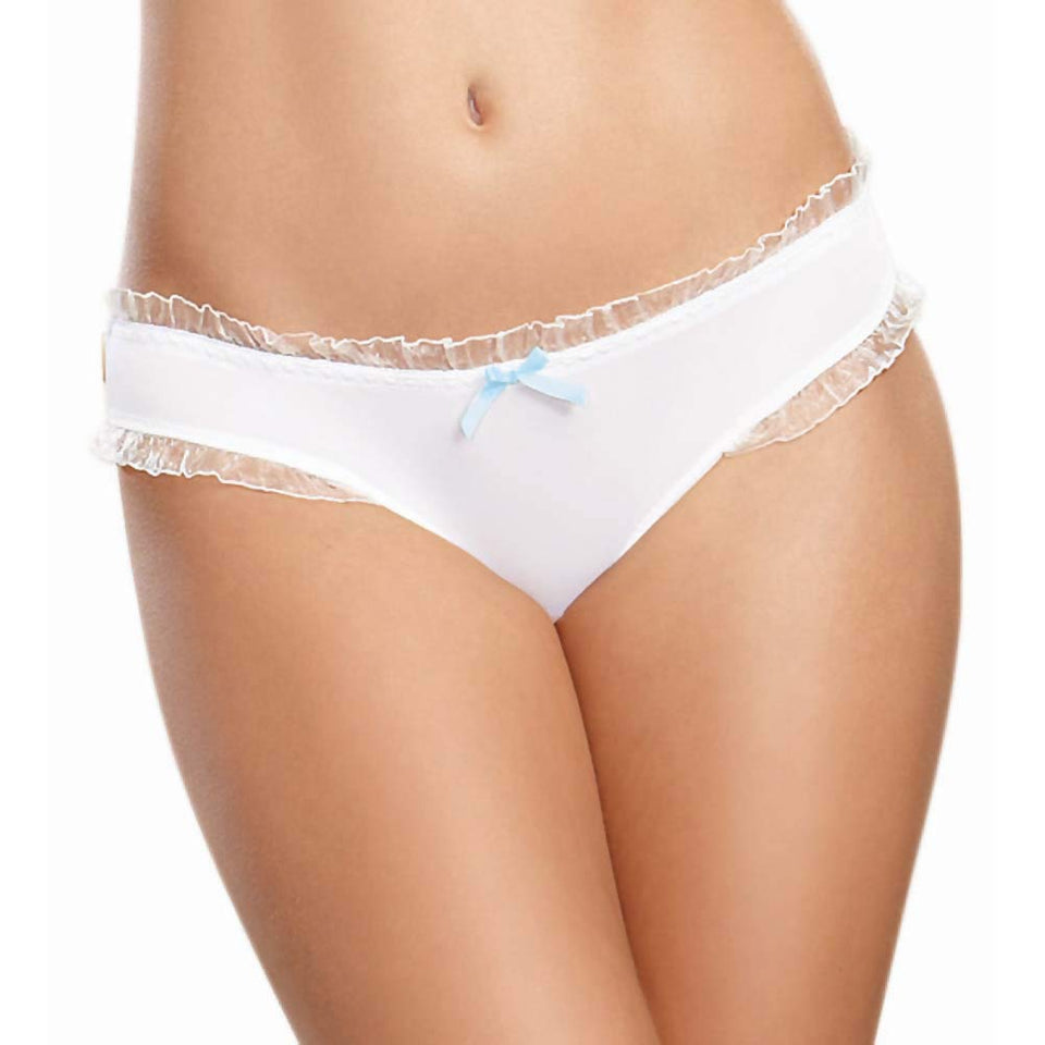 Dreamgirl Women'S Microfiber Low-Rise Panty With Rhinestone Bride Detail, White, X-Large