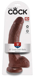 King Cock 9-Inch Cock With Balls - Brown
