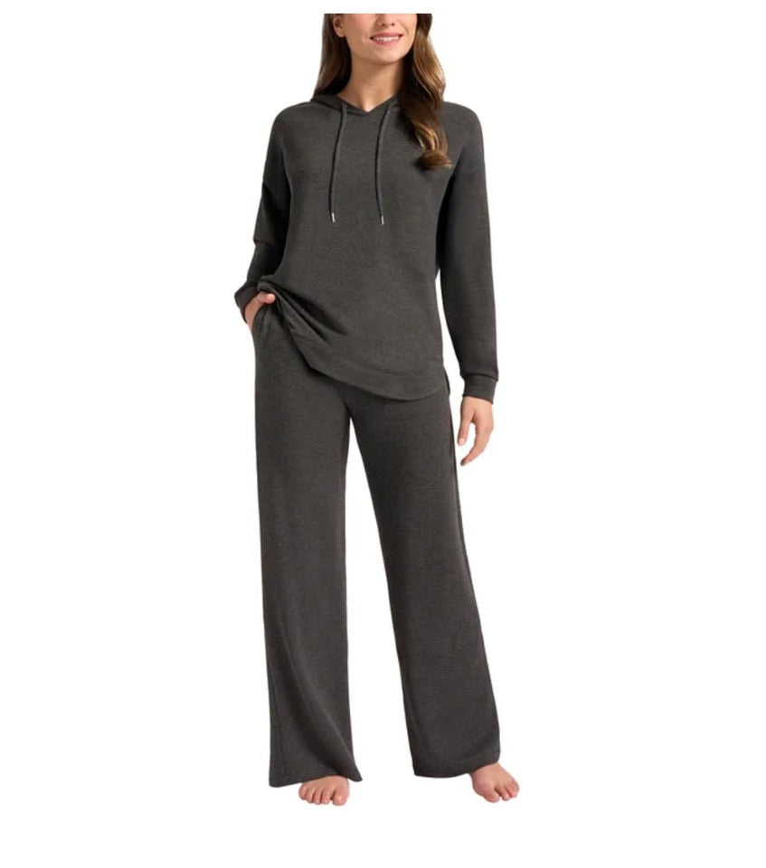 Max & Mia Womens 2 Pc Hoodie Lounge Set (US, Alpha, Small, Regular, Regular, Heather Charcoal (Gray))