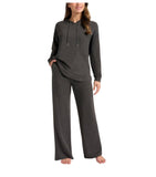 Max & Mia Womens 2 Pc Hoodie Lounge Set (US, Alpha, Small, Regular, Regular, Heather Charcoal (Gray))
