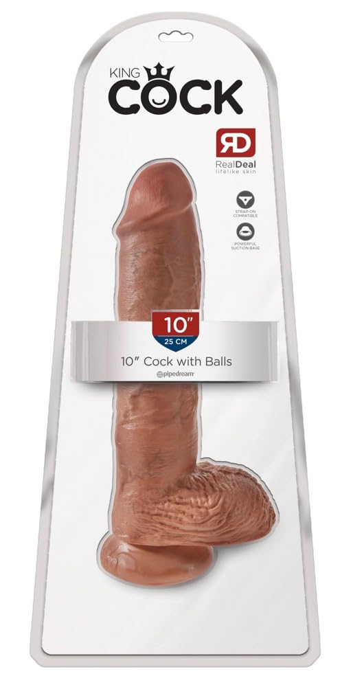 Pipedream Products King Cock 10 Cock with Balls, Tan