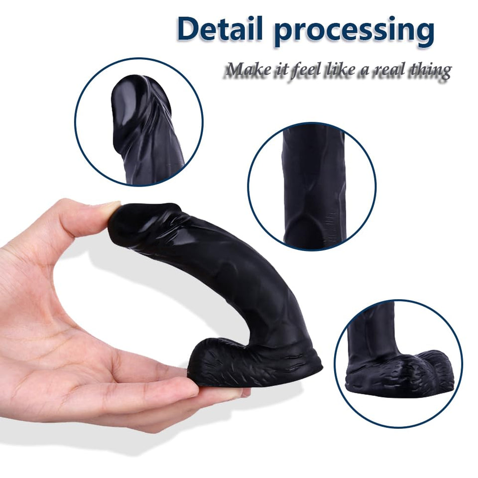 4 in Realistic Small Dildo,Beginner Anal Plug,Soft Anal Dildo with Curved Shaft and Balls,Adult Anal Sex Toy Women Men Couples.E