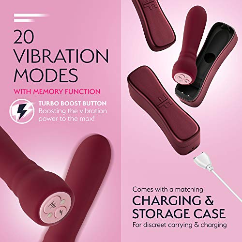 Femme Funn Booster Bullet Vibrator - 20 Powerful Modes Usb Rechargeable & Whisper Quiet Bullet Massager Vibrators For Women (Maroon)
