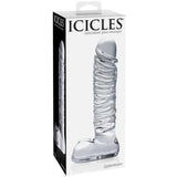 Icicles No. 63 Textured Glass with Balls Clear Dildo, 8.5 Inch