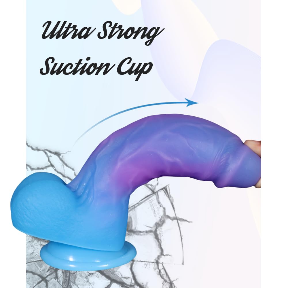 8 Inch Realistic Thick Silicone Dildo Adult Sex Toy for Women,Colorful Flexible G-spot or Anal Stimulator with Suction Cup for H