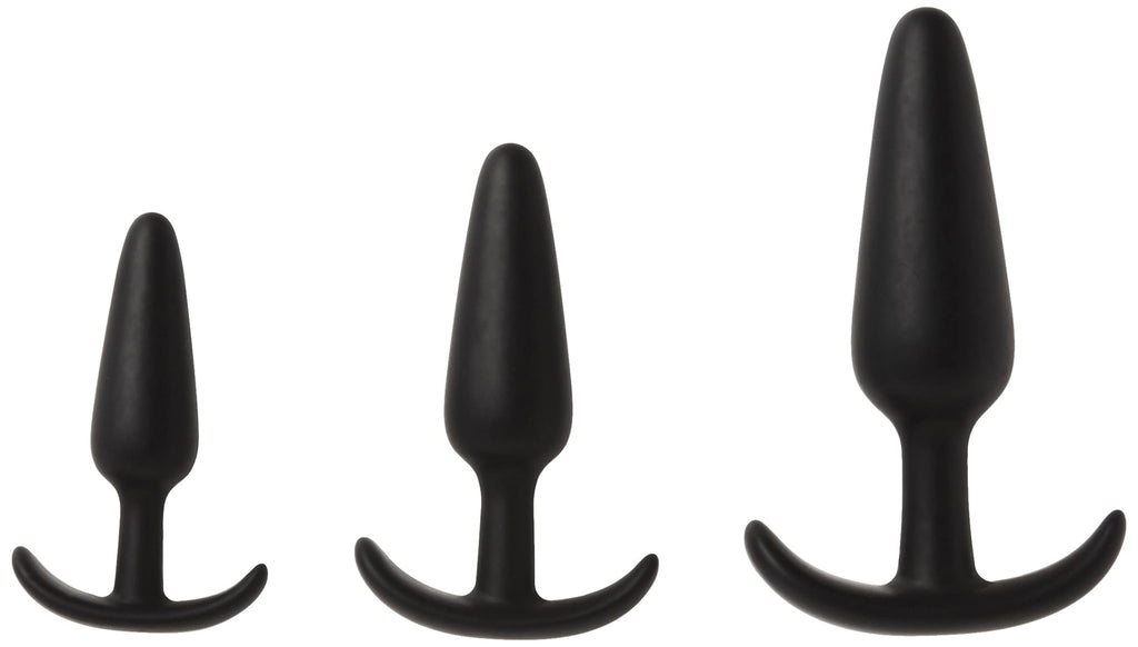 Doc Johnson Mood - Naughty 1 Trainer Set - Small, Medium, Large - Silicone Butt Plugs with Tapered Base for Comfort Between The 