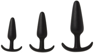Doc Johnson Mood - Naughty 1 Trainer Set - Small, Medium, Large - Silicone Butt Plugs with Tapered Base for Comfort Between The 