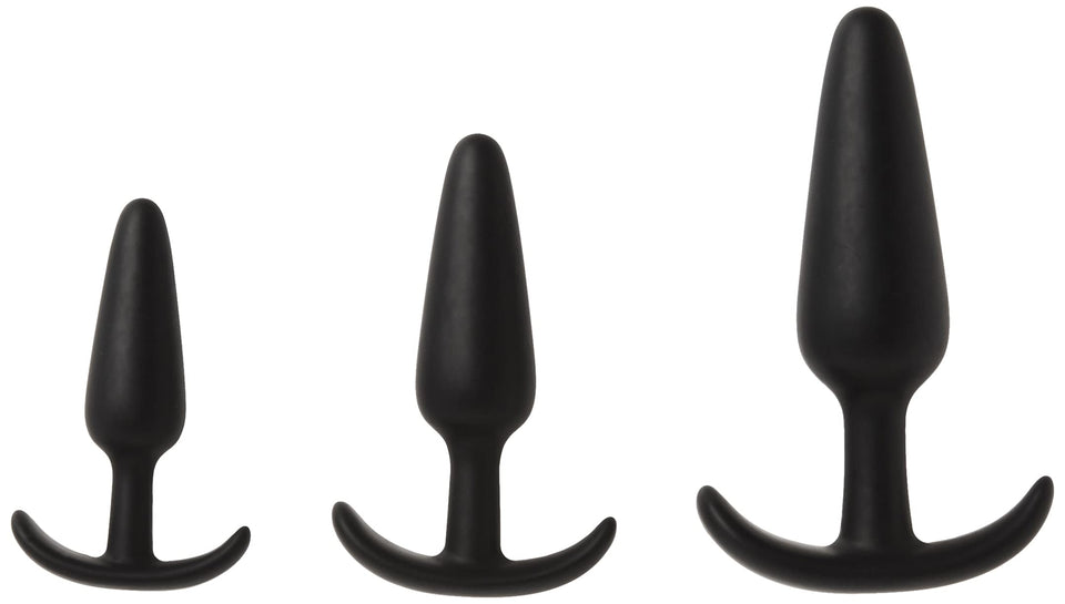Doc Johnson Mood - Naughty 1 Trainer Set - Small, Medium, Large - Silicone Butt Plugs with Tapered Base for Comfort Between The 