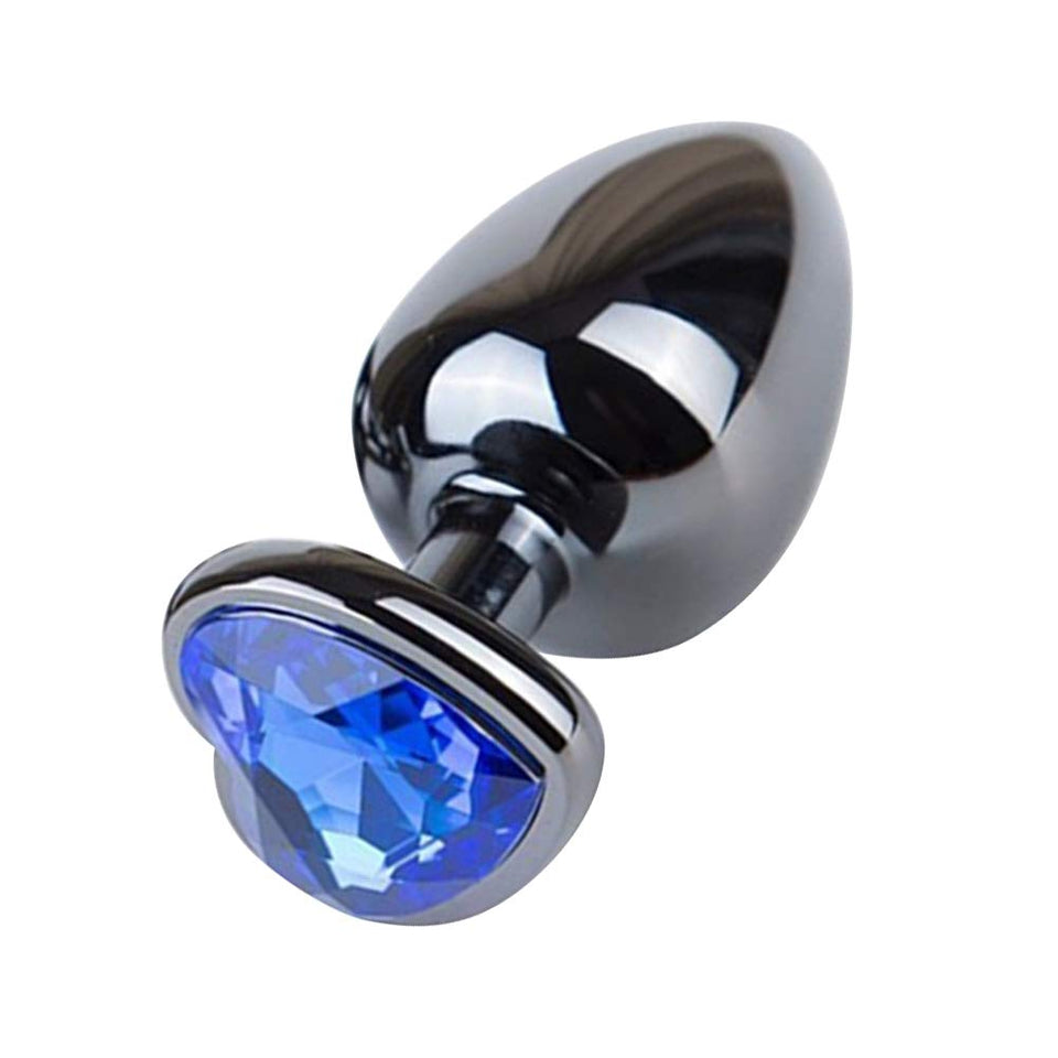 Anal Plug, Romi Blue Jewelry Heart Shaped Butt Plug Anal Trainer Sex Toys Personal Massager for Unisex Masturbation (Large Plug)