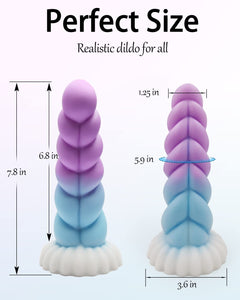 Realistic Monster Silicone Dildo - 7.8'' Shaped Liquid Dildo with Strong Suction Cup, Huge Thick Dildo for Women, Anal Plug Dild