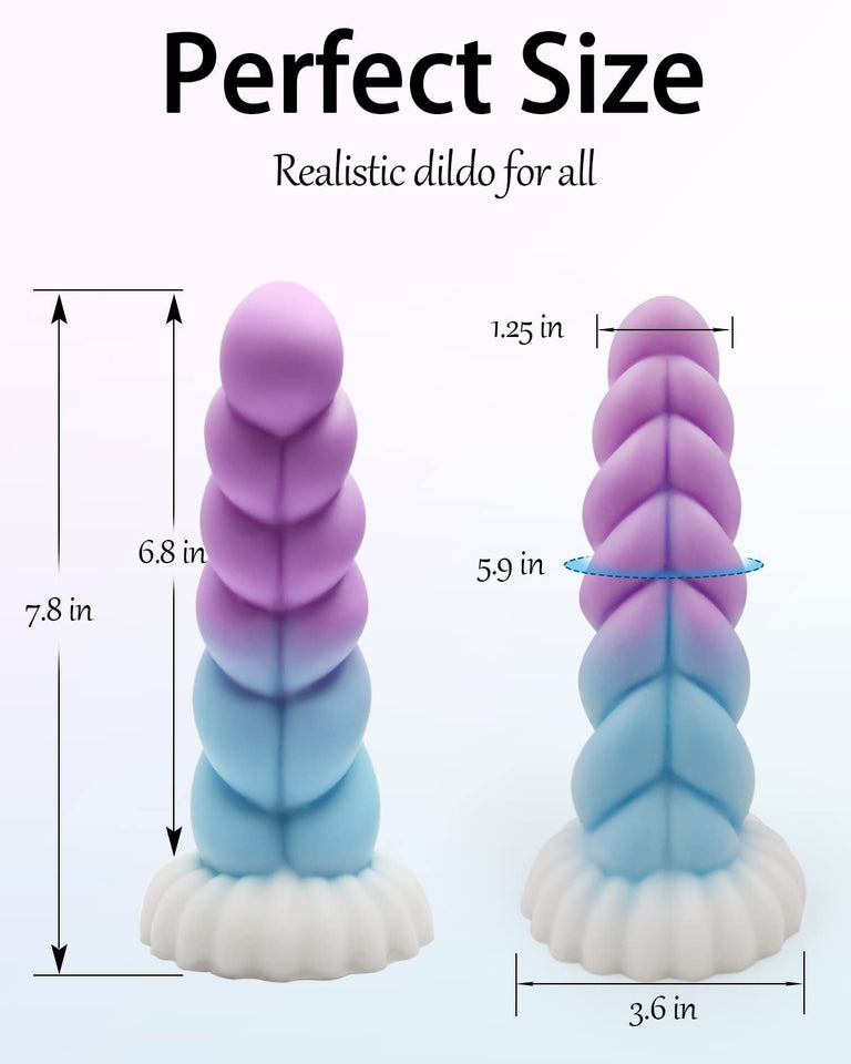 Realistic Monster Silicone Dildo - 7.8'' Shaped Liquid Dildo with Strong Suction Cup, Huge Thick Dildo for Women, Anal Plug Dild