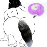 Ooiixx Butt Plug Fox Tail Cosplay Anal Plug Anal Butt Plug Adult Sex Toys for Beginner Women Men Couple (31 '' Purple-White)