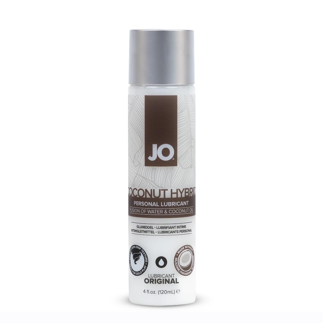 JO Coconut Hybrid Lubricant, Coconut Oil and Water Based Lube for Men, Women and Couples, 4 Fl Oz