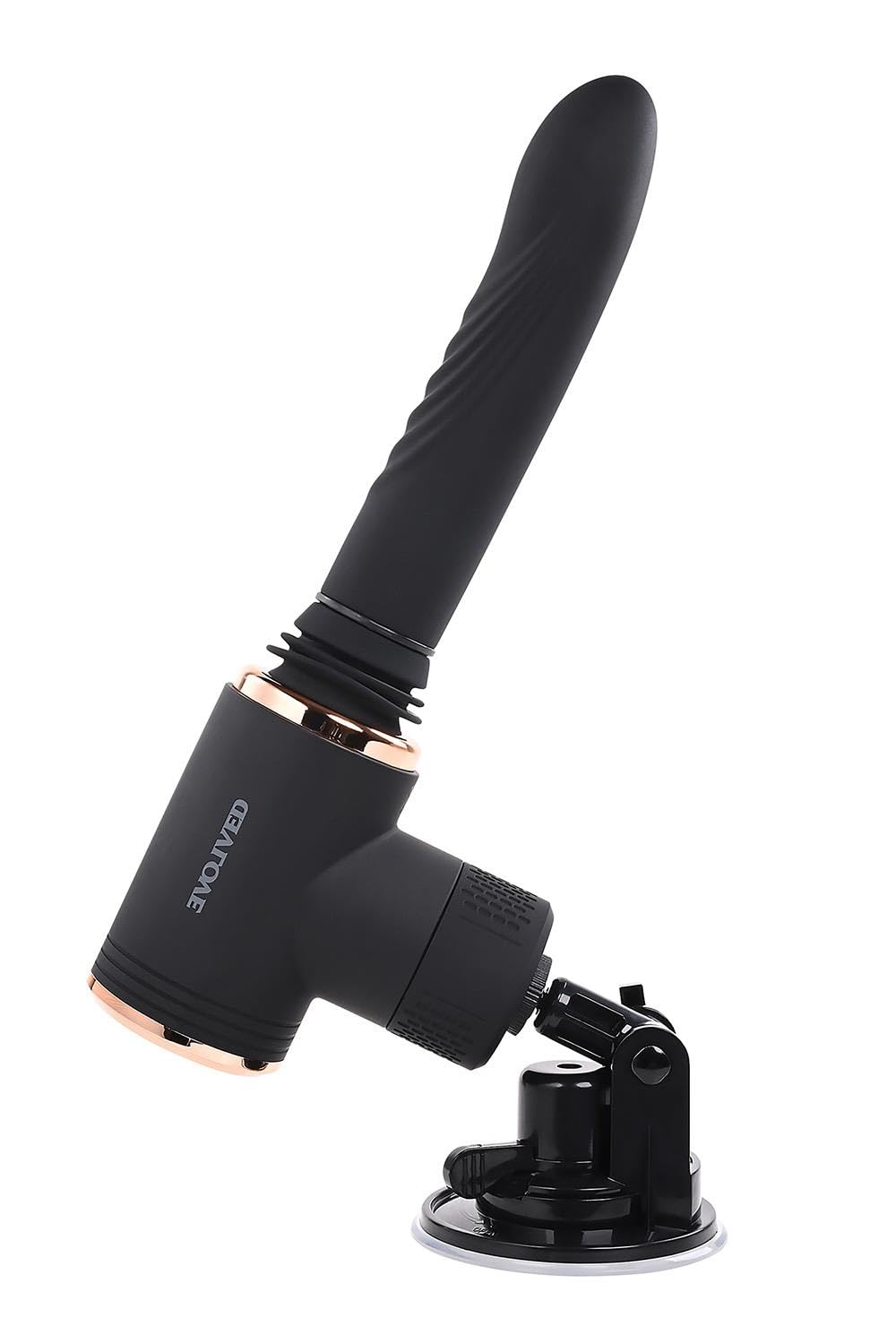 Too Hot To Handle Rechargeable Silicone Thrusting Vibrator With Suction Cup - Black