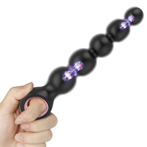 Vibrating Anal Beads Butt Plug, Anal Sex Toys with Pull Ring Design Adult Toys Prostate Massager with 2 Powerful Motors & 10 Vib
