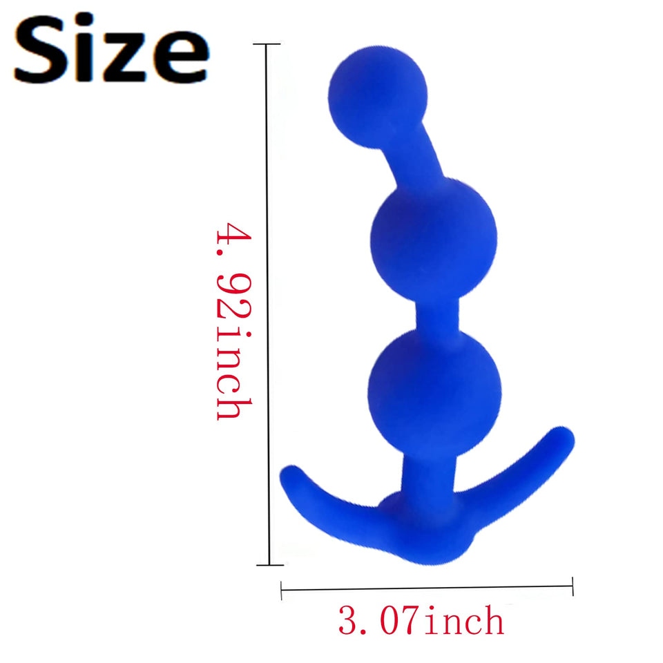 Silicone Anal Beads Butt Plugs,4.9Inch Three Ball Anal Chain Link Anal Beads Silicone Butt Plug with Thin Neck & 3 Gradual Beads