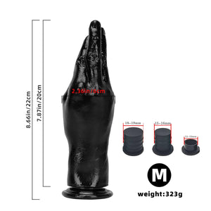 Realistic Hand Dildo with Massage Gun Adapter Black Forearm Dildo Anal Butt Plug Anal & Vaginal Masturbation Adult Sex Toy(M)