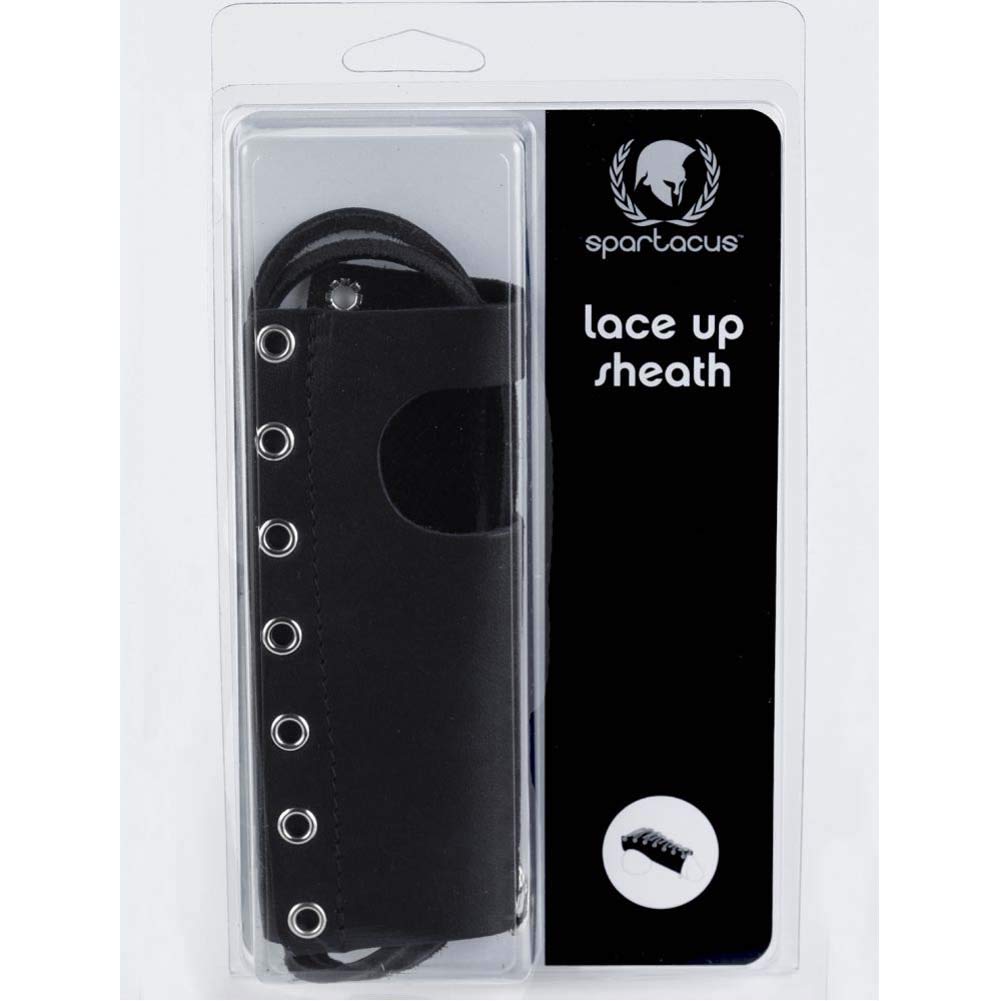 Spartacus Lace Up Leather Cock Sheath, Black
