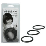 Sex And Mischief Nitrile Cock Ring 3 Pack, Black