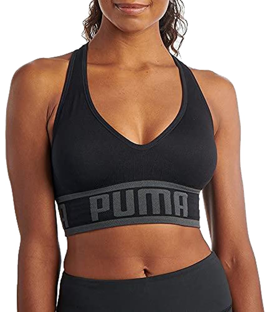 PUMA Womens Seamless Sports Bra, Black, Small