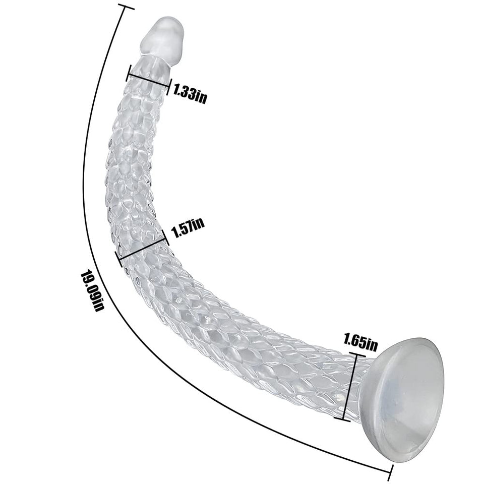 FST Adult Sex Toy Anus Sex Dilator Butt Plug Transparent TPE Ultra Long Anal Plug Vaginal G-spot Massager for Men Women Couple A