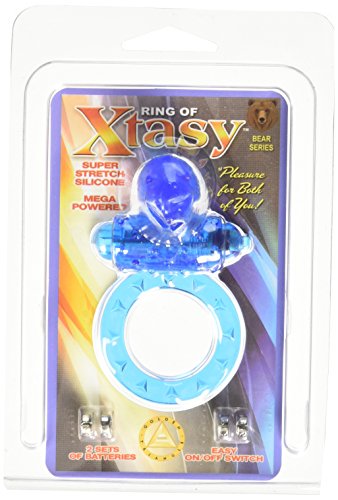 Golden Triangle Ring Of Xtasy Bear Series Vibrating Silicone Penis Ring, Blue