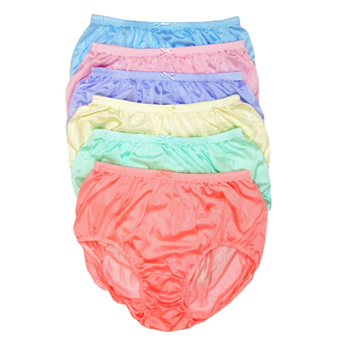Littledream Lot of 6 Vintage Size L Sheer Transparent Silk Nylon Panties Men Womens Full Cut Briefs Knicker Underwear Waist : 32