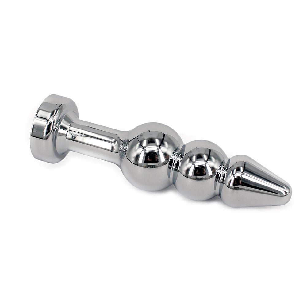Metal Anal Trainer Butt Plug for Beginners, Eastern Delights 3 Beads Anal Sex Toy, Pink