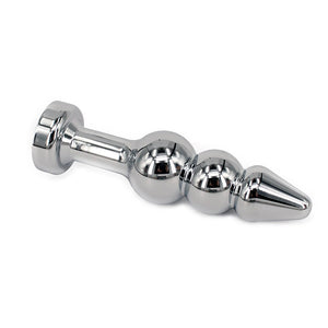 Metal Anal Trainer Butt Plug for Beginners, Eastern Delights 3 Beads Anal Sex Toy, Pink