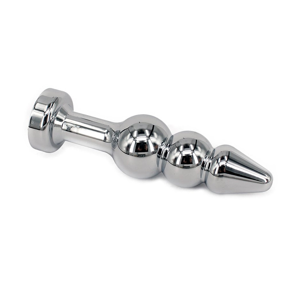 Metal Anal Trainer Butt Plug for Beginners, Eastern Delights 3 Beads Anal Sex Toy, Pink