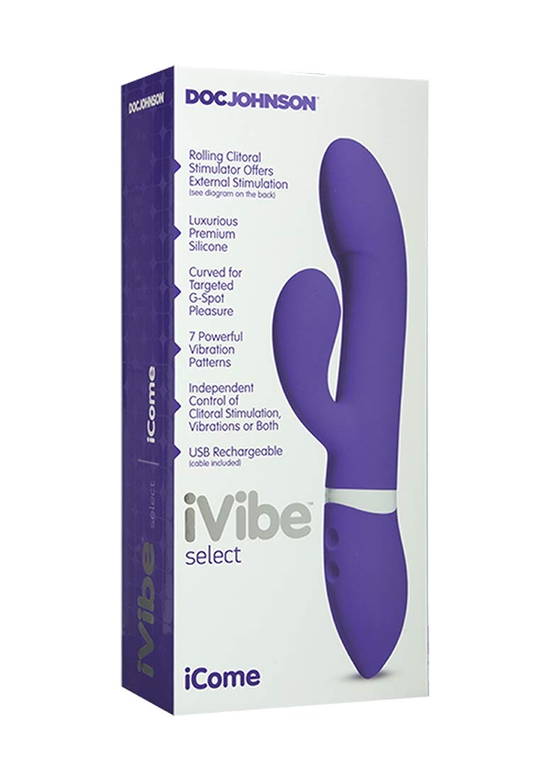 Doc Johnson Ivibe Select - Icome - Luxurious Premium Silicone Rabbit-Style Vibrator - Rolling Clit Stimulator Feels Like A Flicking Tounge - 7 Powerful Vibration Patterns - Usb Rechargeable - Purple