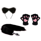 OOIIXX Anal Plug with Sexy Tail for Cosplay, Adult Sex Toys of Stainless Steel Anal Plug (Black Full Kit, Medium)