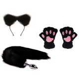 OOIIXX Anal Plug with Sexy Tail for Cosplay, Adult Sex Toys of Stainless Steel Anal Plug (Black Full Kit, Small)