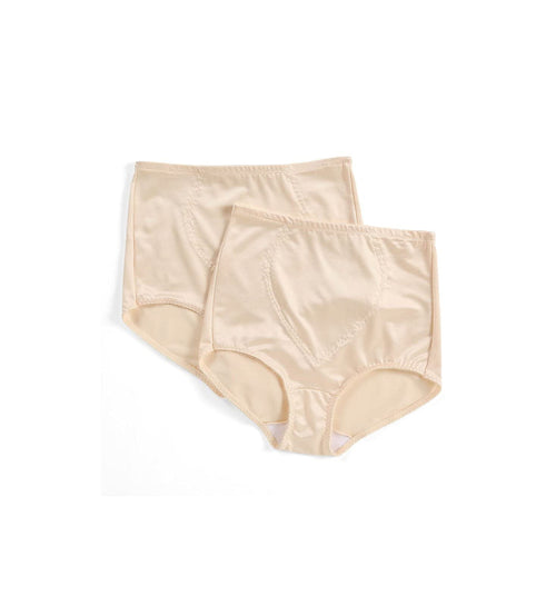 Bali womens Jacquard Mesh Tummy Panel Firm Control 2-pack Fajas Dfx710 shapewear briefs, Light Beige/Light Beige, X-Large US